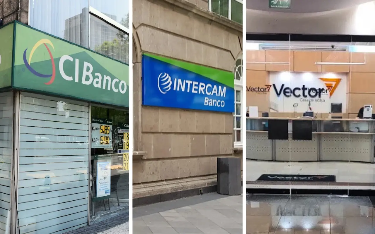 Exteriores de CI Banco e Intercam Banco, interior de Vector Casa de Bolsa. Foto: Google Maps (Efrain Hernandez Rendon / Guillermo Colín Castillo / Israel Herrera Moreno)