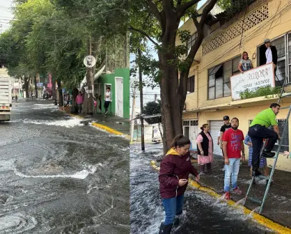 ¡Bajo el agua! Ruptura de tubería inunda casas en Ampliación Gabriel Hernández, en CDMX