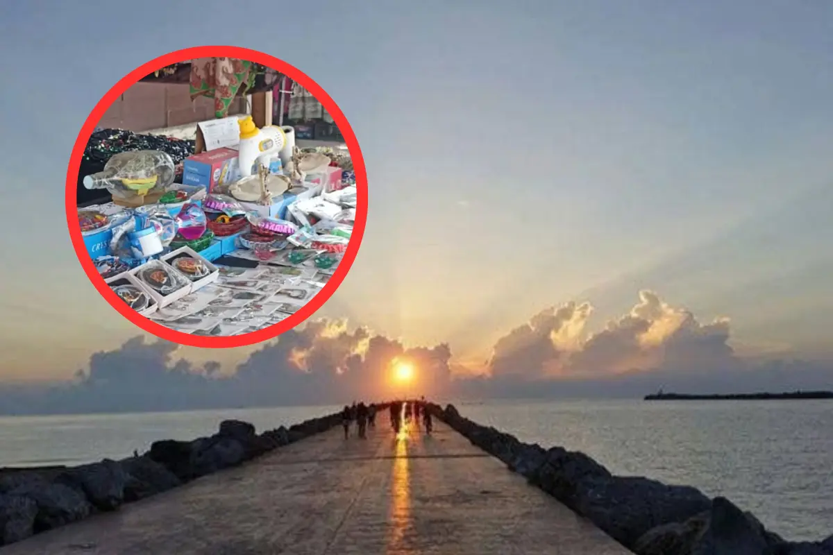 Descubre la variedad de productos artesanales y recuerdos en el mercadito de Playa Miramar con vista al golfo de México