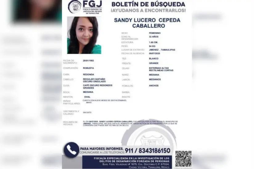 Ficha de búsqueda emitida por la Fiscalía estatal. Foto: FGJ