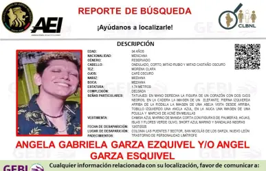 Emiten reporte de búsqueda para localizar a Ánge en Nuevo León