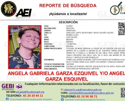 Emiten reporte de búsqueda para localizar a Ánge en Nuevo León