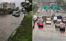 Lluvia y caída de granizo provocan colapso en Calzada Ignacio Zaragoza, CDMX