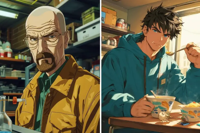 Walter White abandona su imagen realista para entrar al estilo anime según una versión generada por inteligencia artificial. Foto: Canva