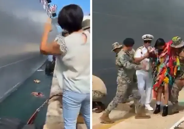 Joven cae al mar durante ceremonia de despedida de buque japonés en Acapulco