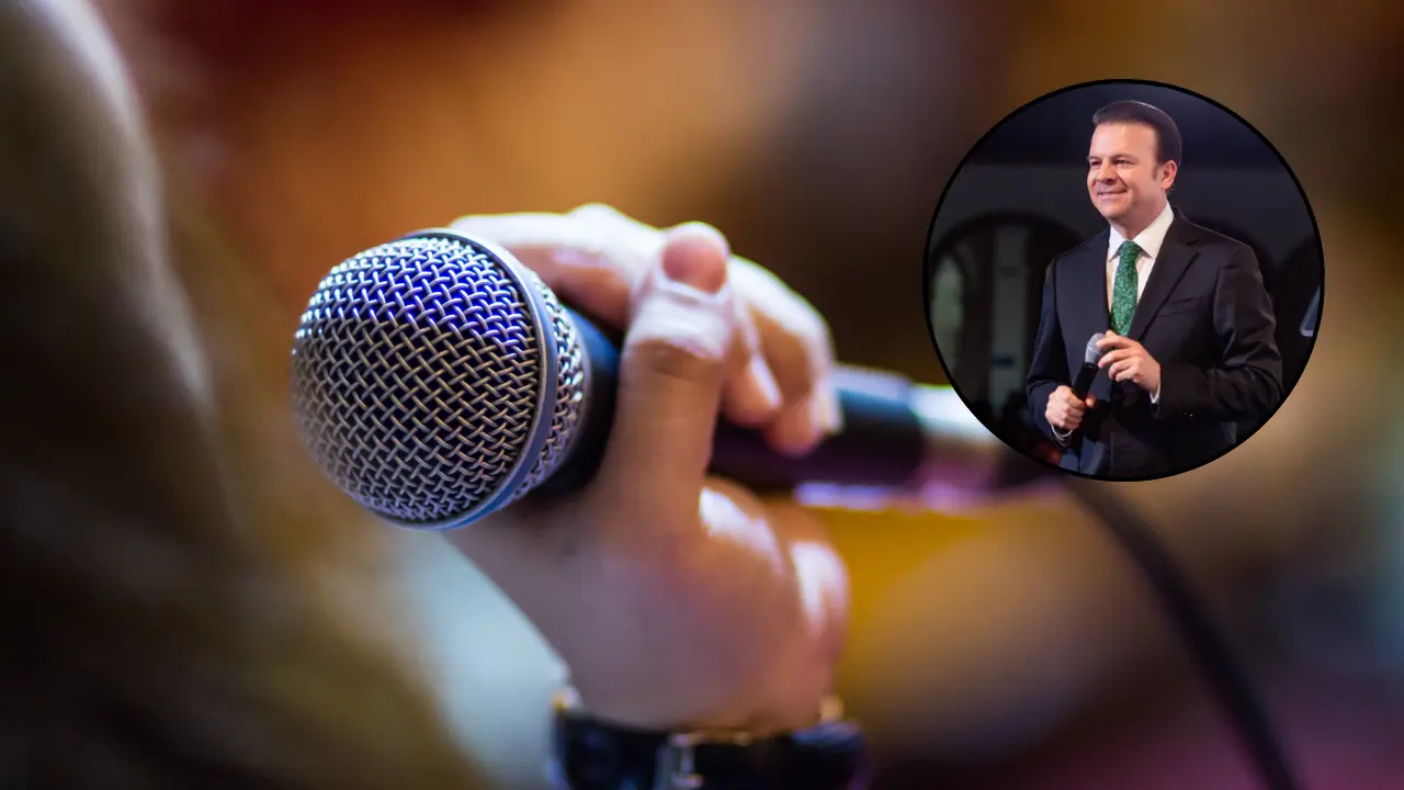 Esteban Villegas, gobernador de Durango, habla sobre la final del concurso México Canta. Foto: Especial.