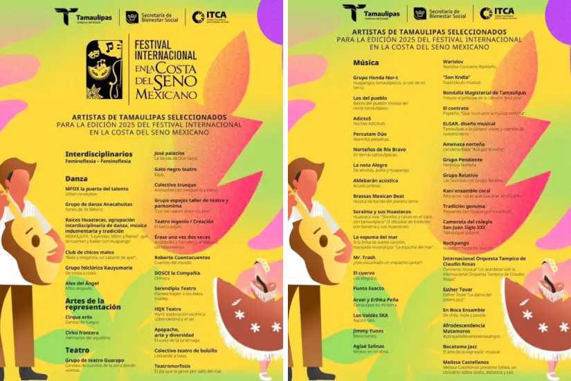 Artistas locales seleccionados para participar en el Festival Internacional de la Costa del Seno Mexicano. Foto: Daniel Espinoza