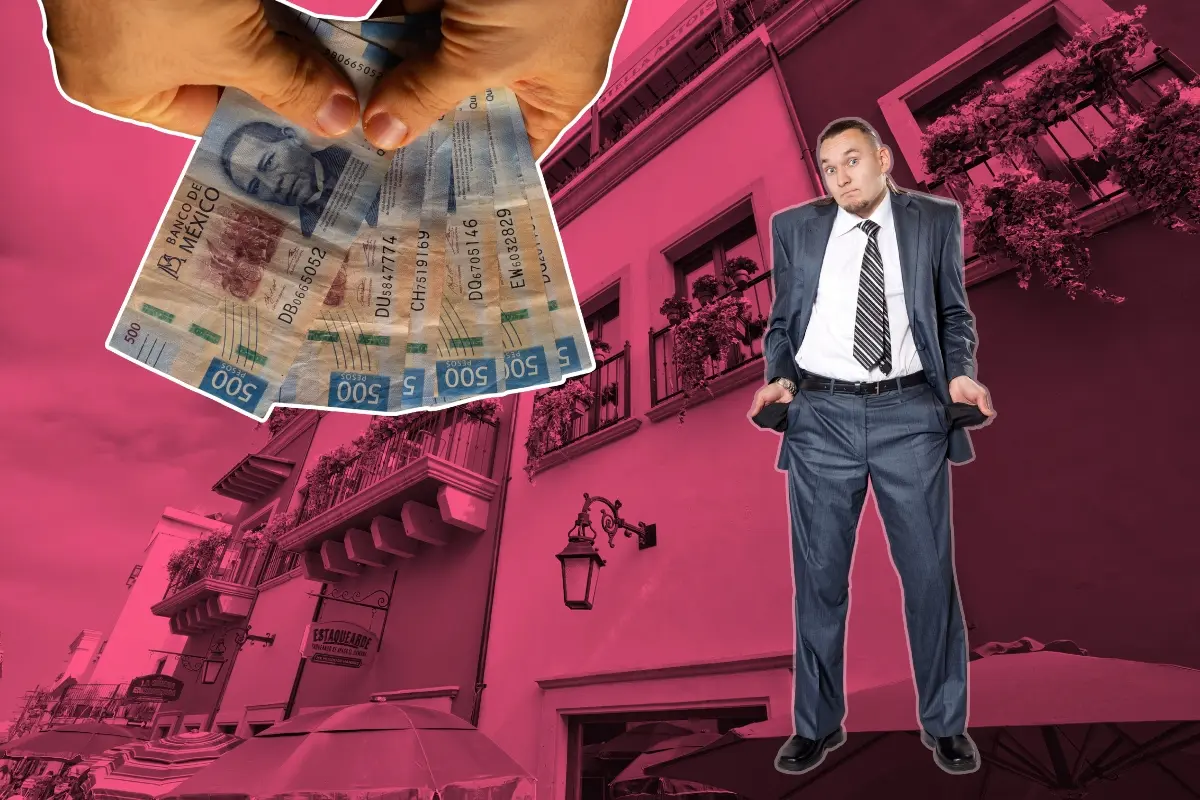 Barrio Antiguo de Monterrey, dinero y un hombre. Foto: Canva