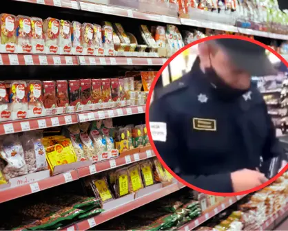 Policía de Neza es sorprendido robando en supermercado, fue detenido con las manos en la bolsa