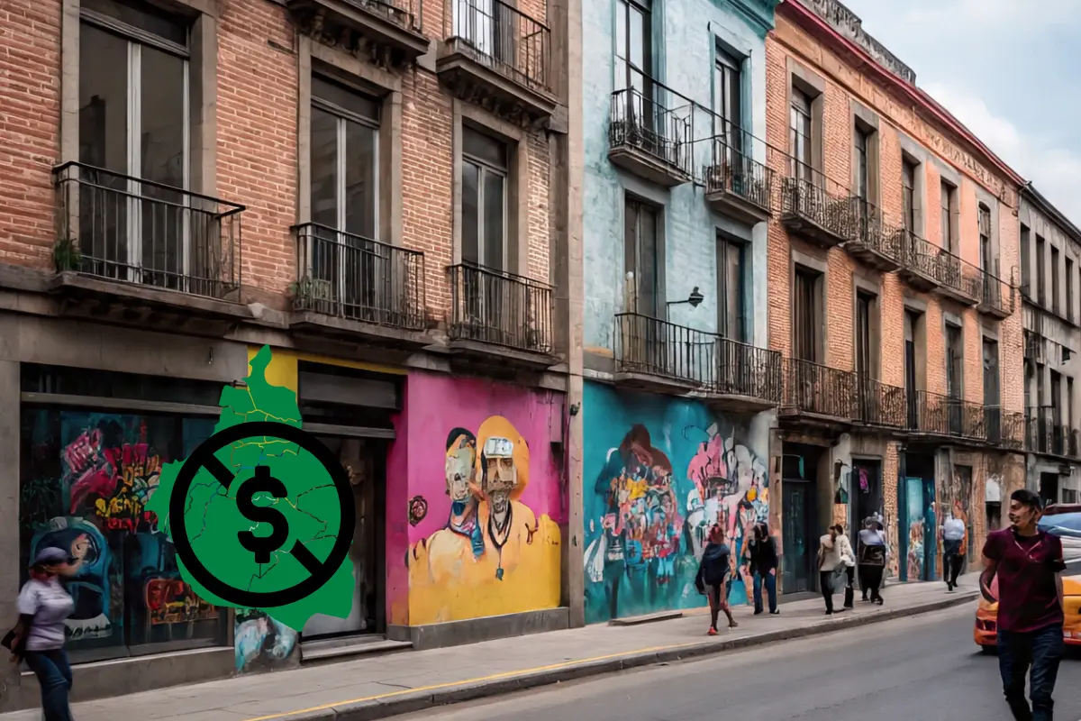 Anti gentrificación, mapa de CDMX y signo de pesos. Foto: IA y Canva