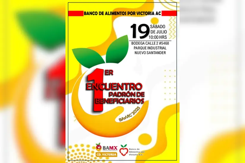 Cartel del Primer Encuentro de Padrón de Beneficiarios del Banco de Alimentos por Victoria. Foto: Daniel Espinoza