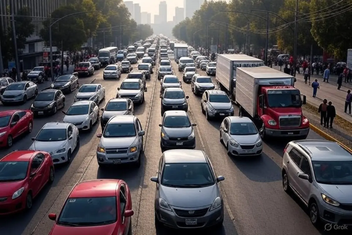 Tránsito vehicular.    Foto: Hecha con Grok AI