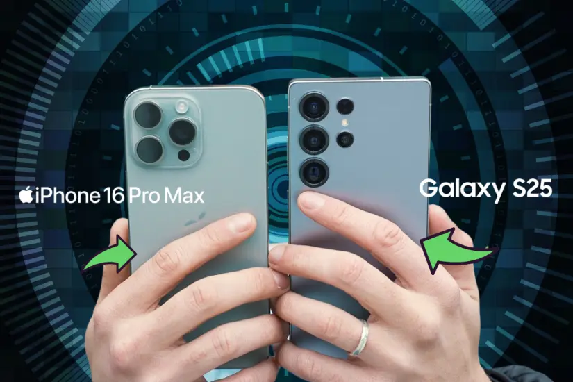 Comparar el iPhone 16 Pro Max y el Samsung Galaxy S25 Ultra es esencial para identificar cuál es el mejor dispositivo del año. Foto: Canva