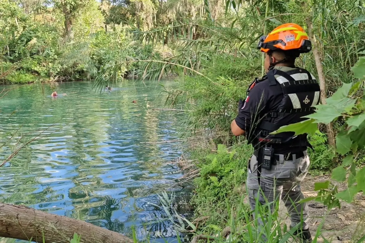 Rio Ramos en el municipio de Allende, Nuevo León. Foto: Protección Civil Nuevo León