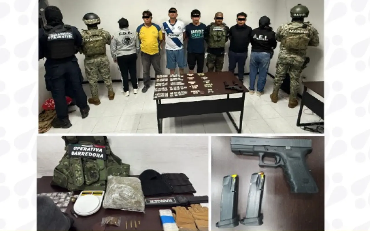 Detenidos por autoridades en Puebla. Foto: X (@FiscaliaPuebla)