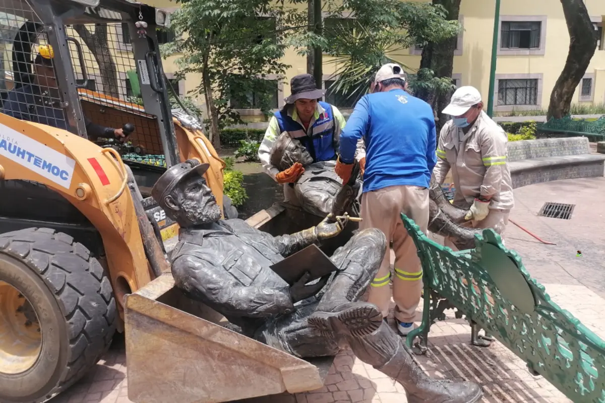 Estatua de Fidel Castro y el Che Guevara, Foto: Gobierno de CDMX.