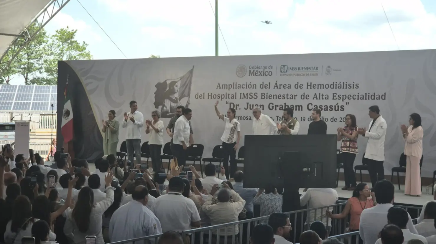 Claudia Sheinbaum supervisa e inaugura ampliación de hospital en Tabasco. Foto: Armando de la Rosa