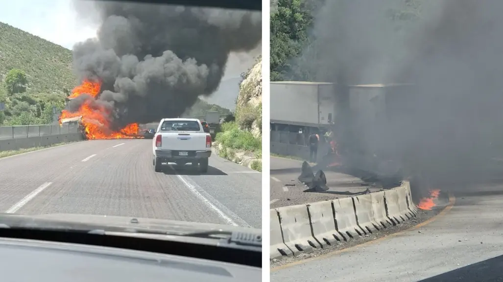 Reportan cierre de la carretera 57 tramo los chorros por accidente