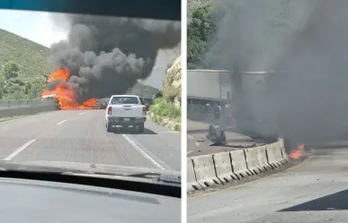 Reportan cierre de la carretera 57 tramo los chorros por accidente