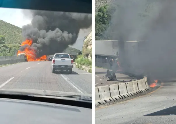 Reportan cierre de la carretera 57 tramo los chorros por accidente
