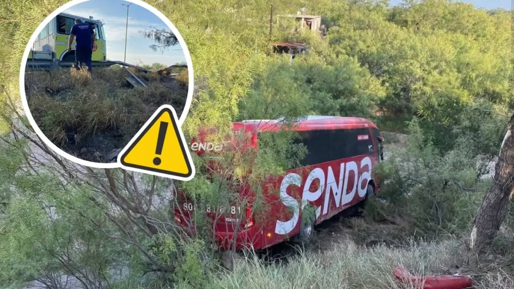 Autobús cae en barranco de Sabinas tras accidente en la carretera 57