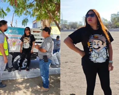 Captan a regidora de La Paz con camiseta de Super Chapo Bros en evento del ayuntamiento