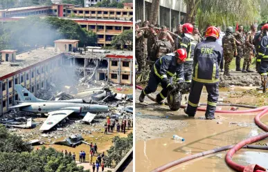 Cae avión militar en campus escolar de Daca, 19 muertos