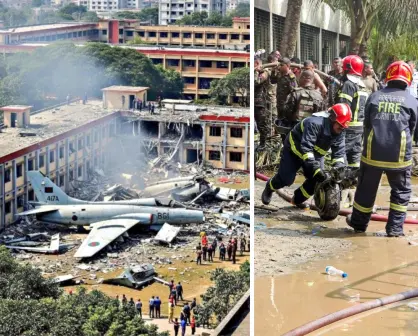 Cae avión militar en campus escolar de Daca, 19 muertos