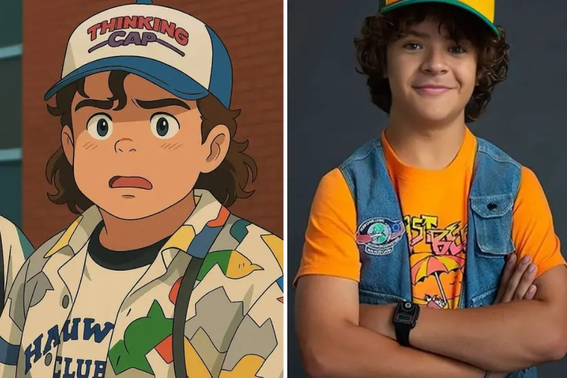 Dustin abandona el Hawkins oscuro para explorar un mundo al estilo Ghibli en una reinterpretación hecha por Inteligencia Artificial. Foto: Canva