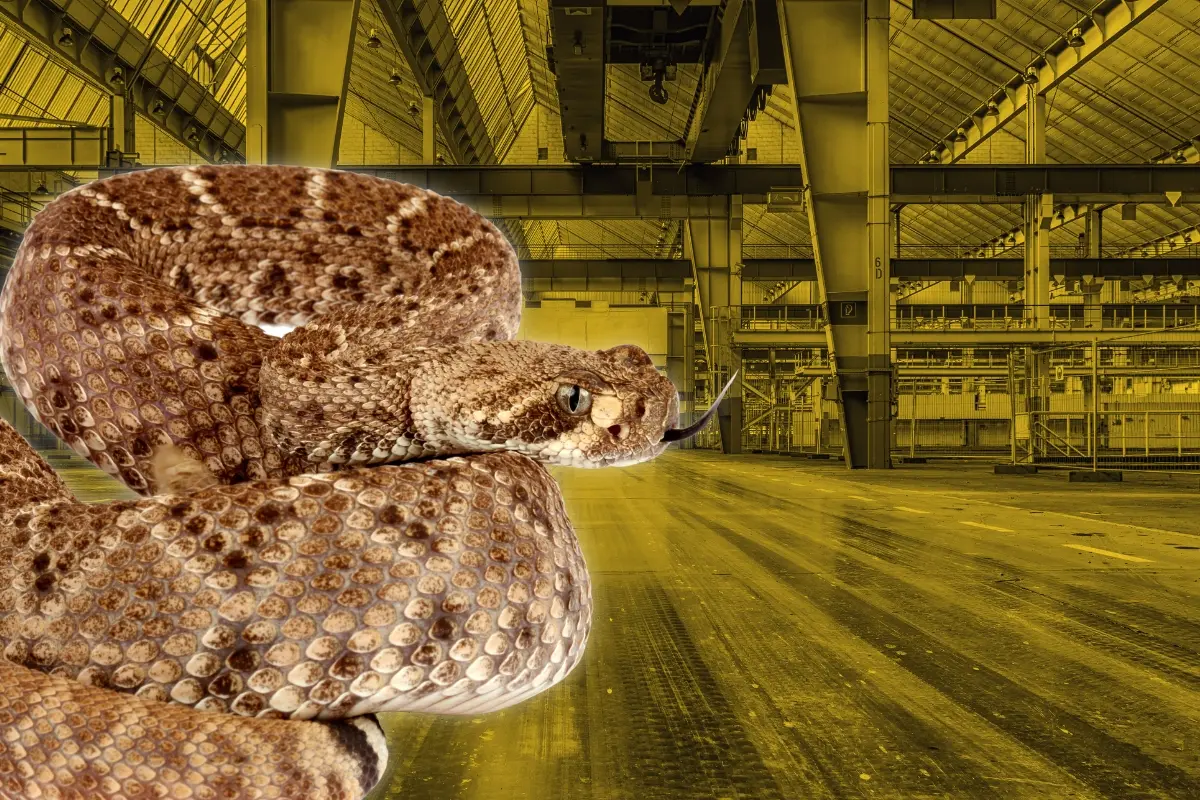 De fondo una empresa y una víbora de cascabel. Foto: Canva