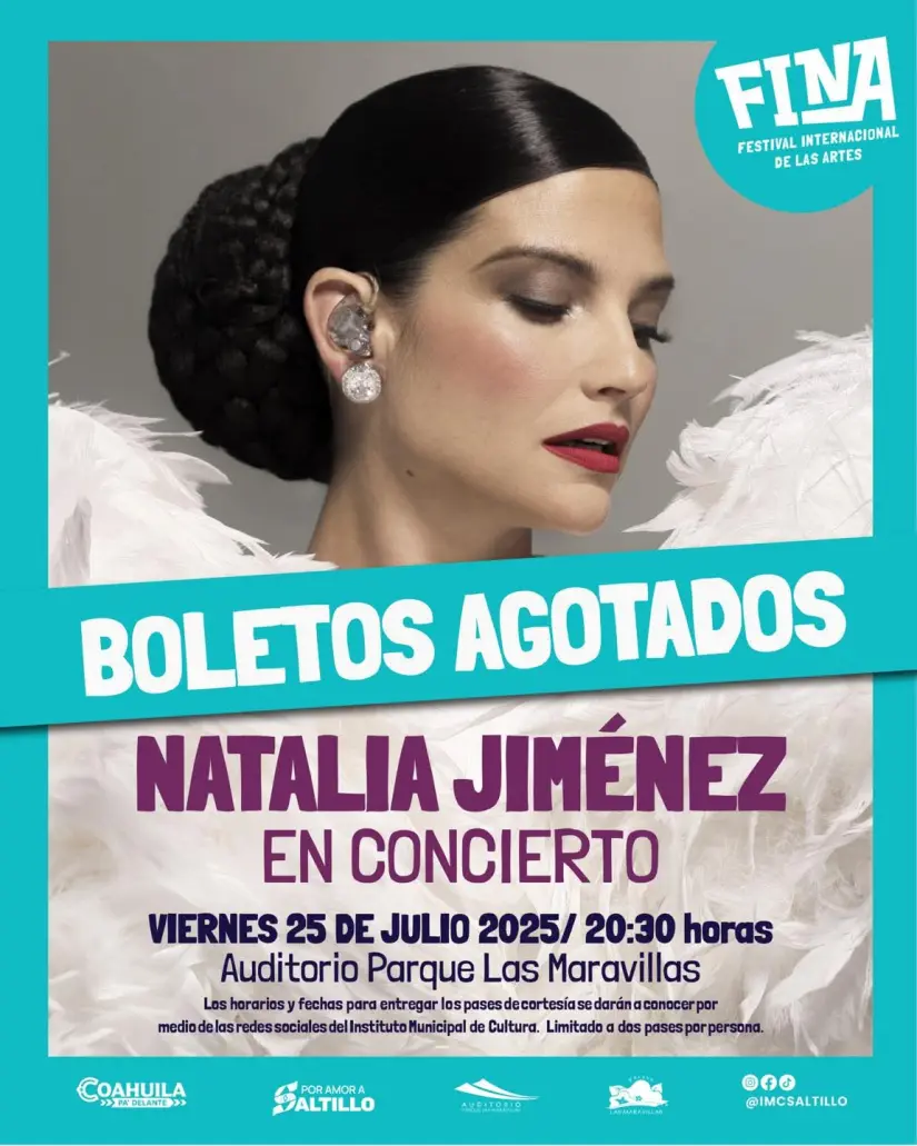 Se agotan boletos para  Natalia Jiménez en Saltillo / Foto: Gobierno Municipal de Saltillo