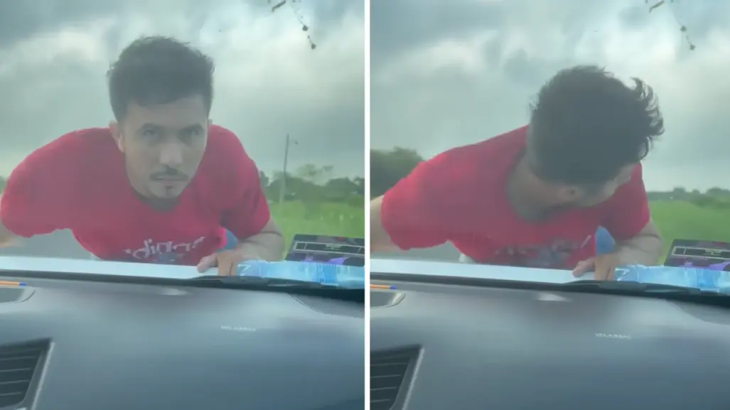 VIDEO | Presunto ladrón se cuelga de auto tras asalto en Veracruz