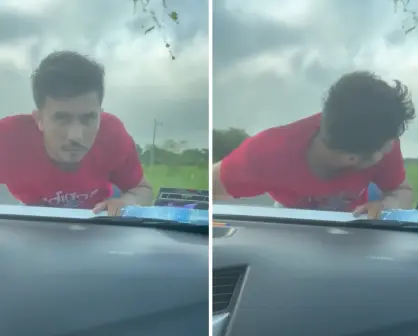VIDEO | Presunto ladrón se cuelga de auto tras asalto en Veracruz