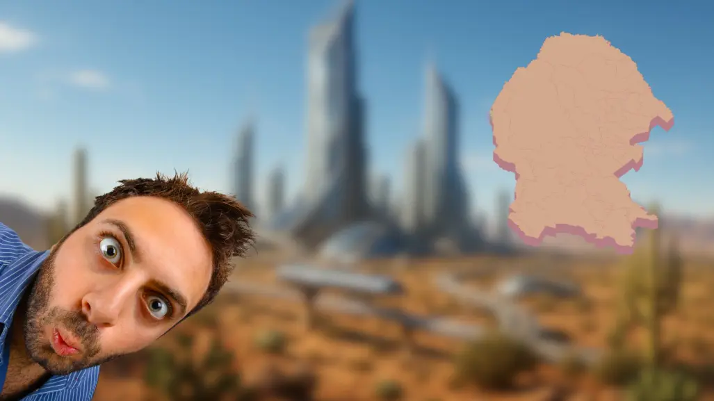 Así se vería el Desierto de Coahuila si fuera una ciudad futurista, según la IA