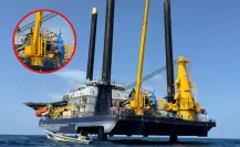 Plataforma contratada por SpaceX atraca en puerto de Brownsville con restos de cohete
