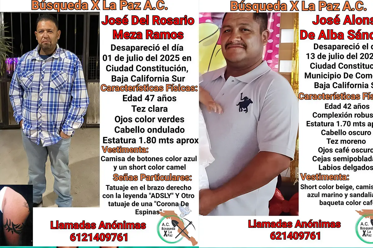 José Meza Ramos y José Alonso de Alba Sánchez son buscado por sus familiares. Ayuda a compartir. Fotos: Facebook de Búsqueda X La Paz.