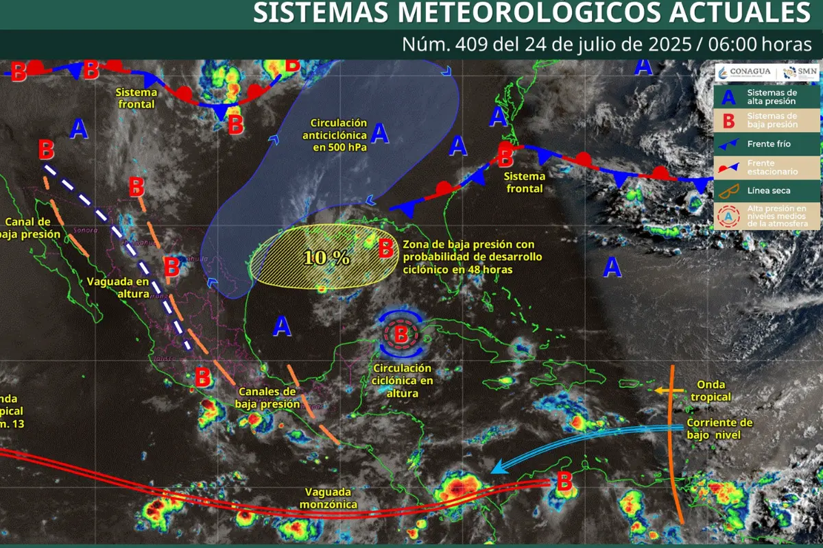 Monitoreo de seguimiento del fenómeno de potencial ciclónico | Foto: CONAGUA