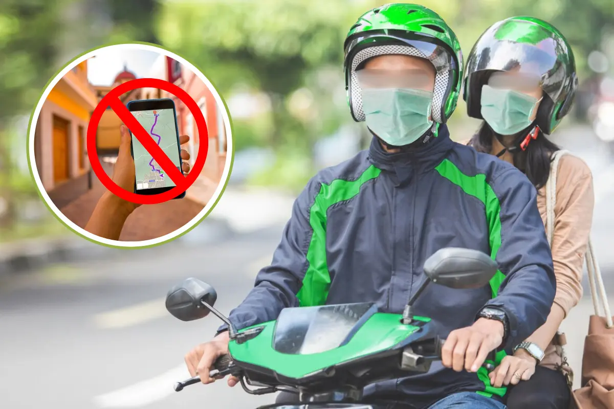 Viajes de motocicleta por aplicación en CDMX. Foto: www.xataka.com.mx y móvil mostrando app, símbolo de prohibido | Canva