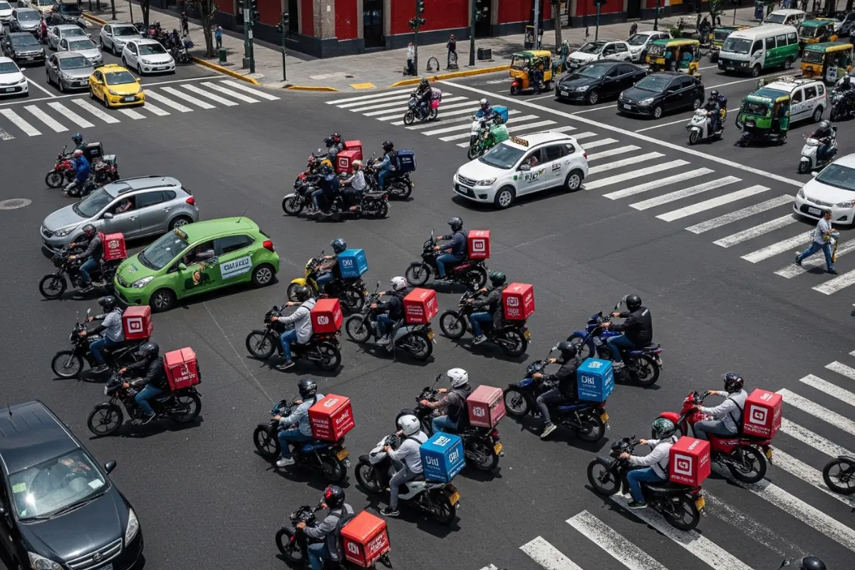 Motocicletas de aplicaciones en CDMX. Foto: IA