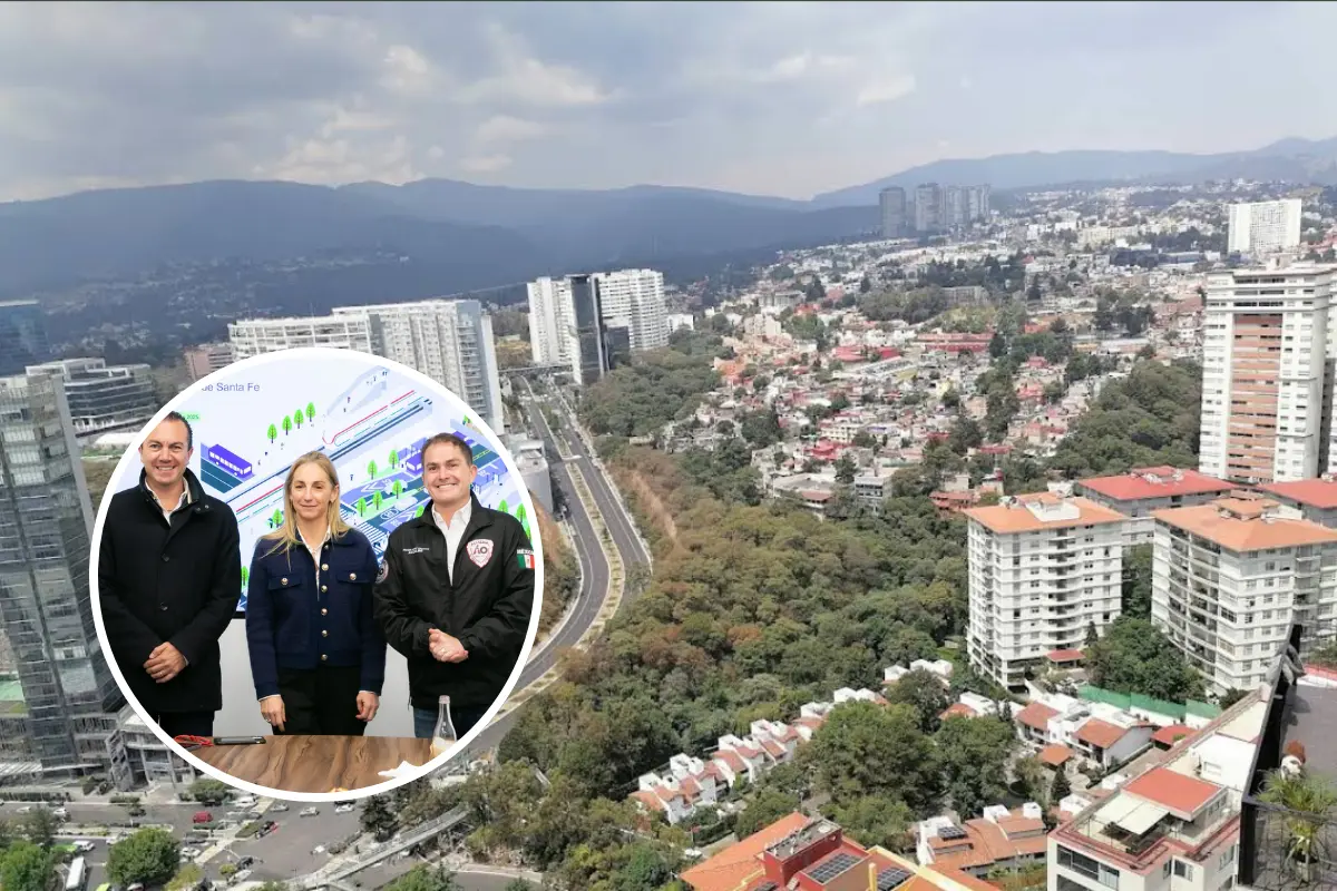 Zona de Cuajimalpa en CDMX, al frente Carlos Orvañanos Rea y Javier López Casarín.     Foto: Google Maps (Delmar Lopez) | X (@carlosorvananos) | Canva