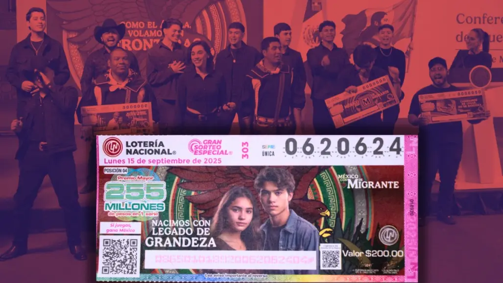 Cachitos de Lotería Nacional inspirados en el himno migrante del colectivo Legado de Grandeza