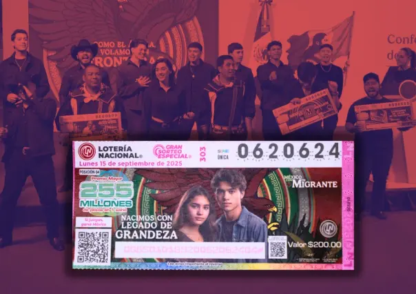 Cachitos de Lotería Nacional inspirados en el himno migrante del colectivo Legado de Grandeza