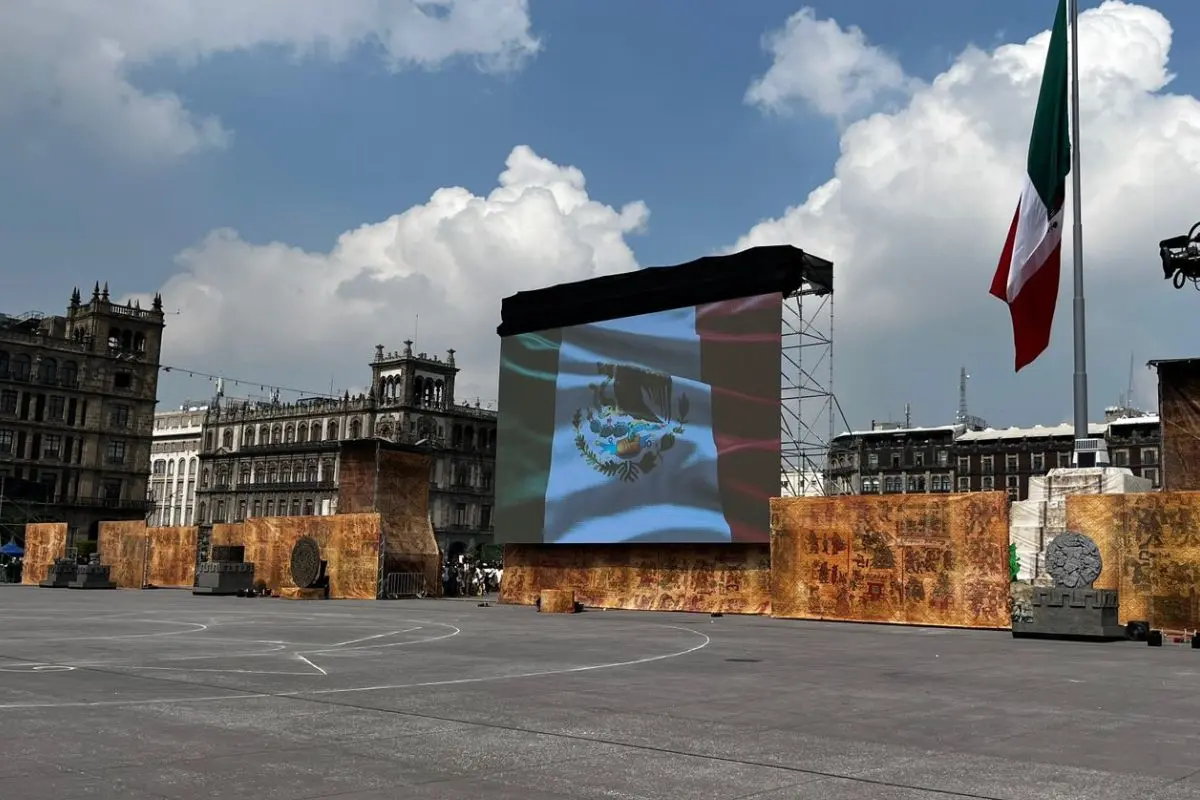 Zócalo de la CDMX donde la presidenta Claudia Sheinbaum encabezará la conmemoración de los 700 años de la fundación de México-Tenochtitlan Foto: Laura Ávila