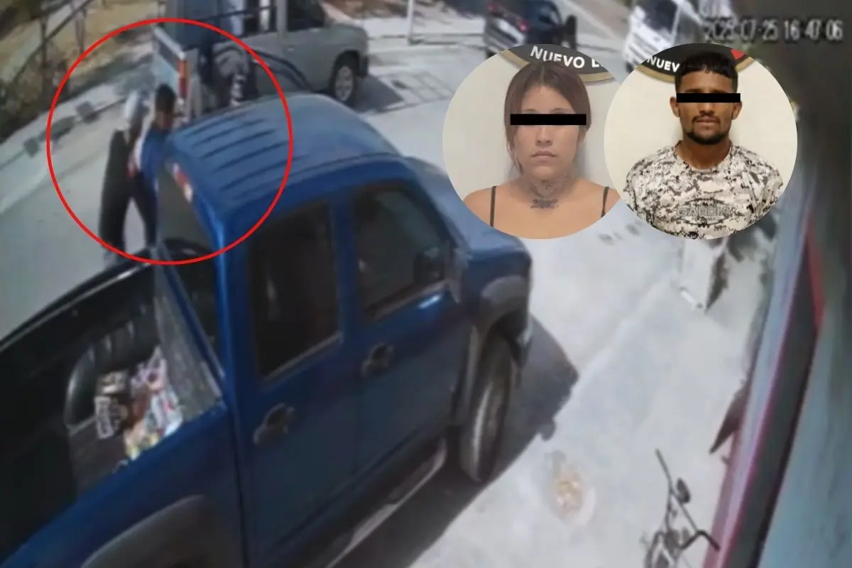 Captura de pantalla del momento del robo y detenidos Foto: Gobierno de Salinas Victoria