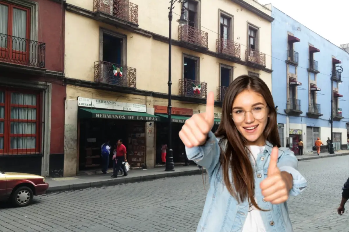 Calle Donceles de CDMX y chica afirmando. Foto: Time Out y Freepik | Canva