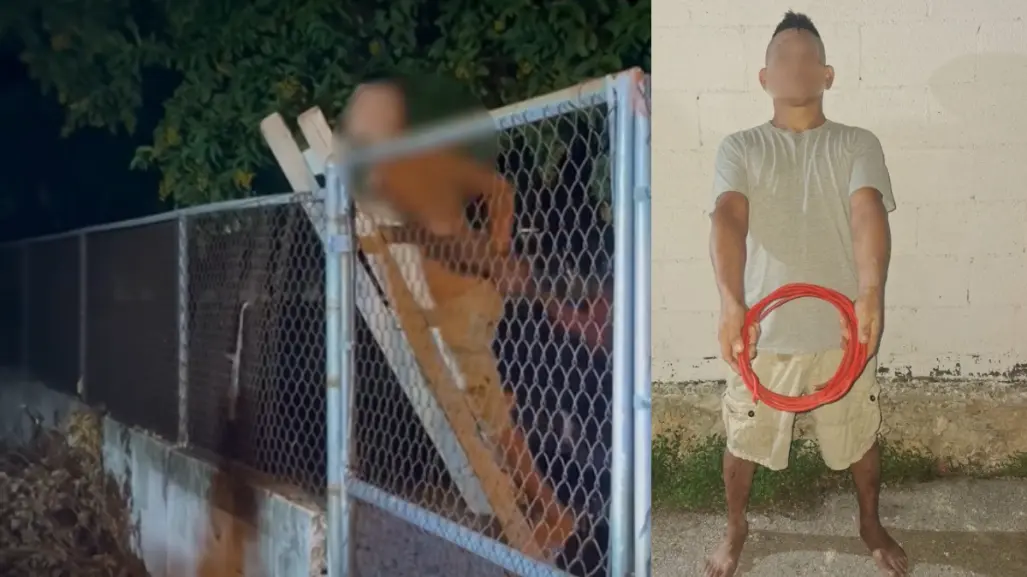 Cae ladrón de cableado eléctrico en una escuela primaria de Mérida