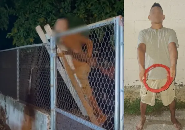 Cae ladrón de cableado eléctrico en una escuela primaria de Mérida