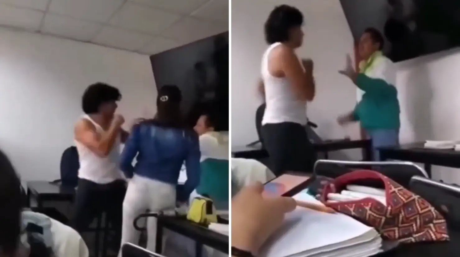 VIDEO | Estudiante golpea a profesor en plena clase en Hidalgo. Foto: X (@azucenau)
