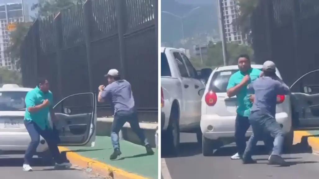 VIDEO I Pelean conductores en avenida Constitución en Monterrey