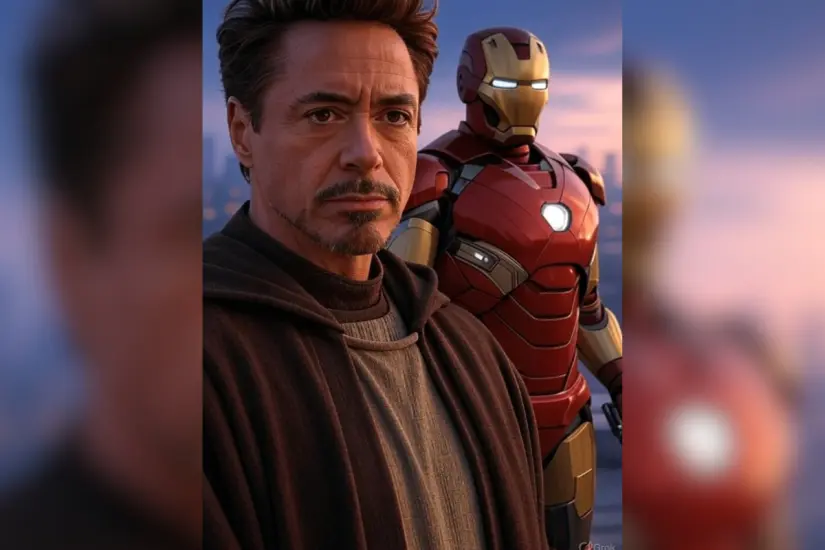 La fusión de Iron Man y Luke Skywalker trae una emocionante visión de cómo sería un héroe combinado en el universo. Foto: Grok